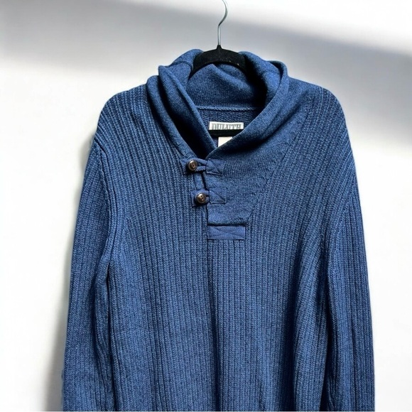 🌻Duluth Trading Company Blue Brigadier Shawl Collar Sweater Men's Size Medium - Picture 3 of 7